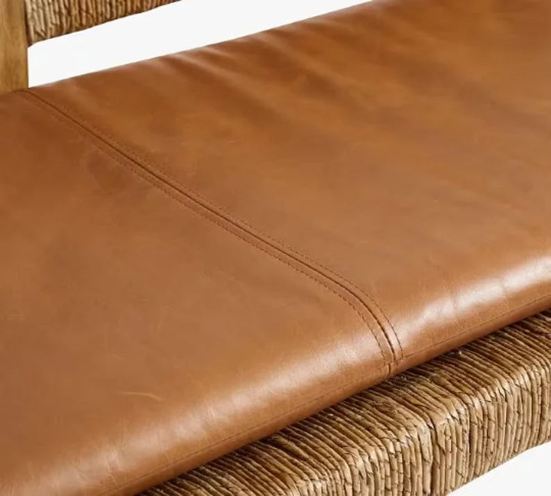 Custom genuine leather replacement cushions. window cushion cover, Ideal for benches, mid-century chairs, Leather Bench Cushion