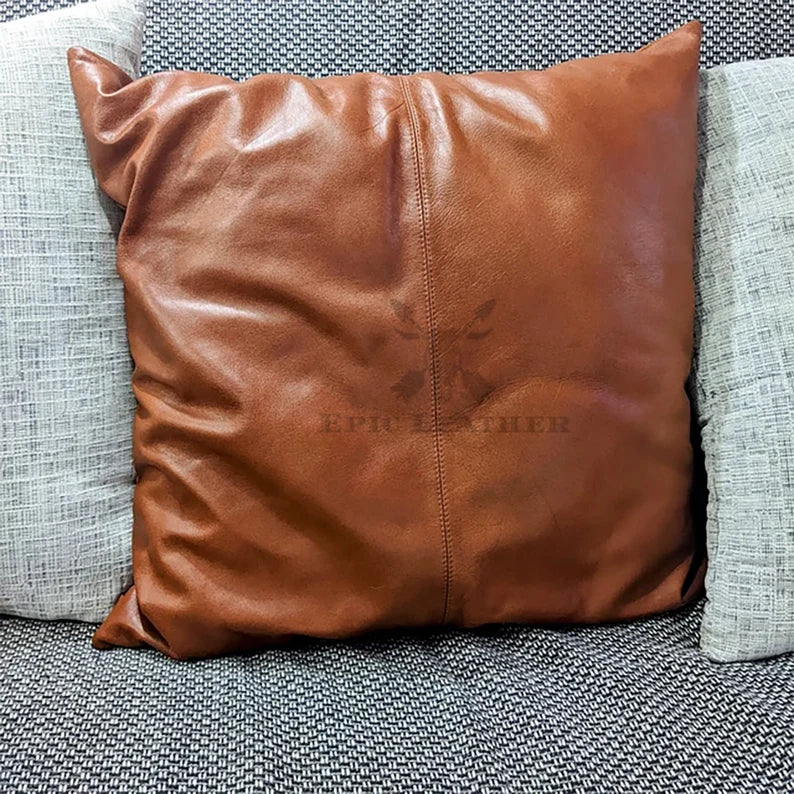 Epic Brown Leather Lumbar Pillow Cover Leather Decorative Throw Pillow Rectangular Sofa Couch Cushion Covers Modern Pillow Cover