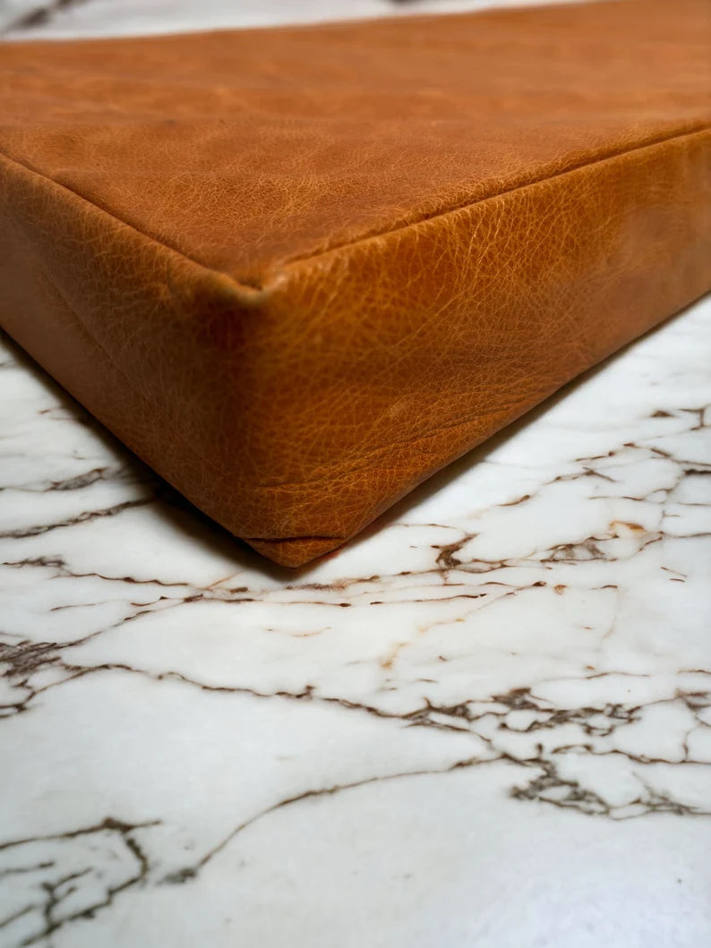 Custom genuine leather replacement cushion cover. window cushion cover, Ideal for benches, mid-century chairs, Leather Bench Cushion