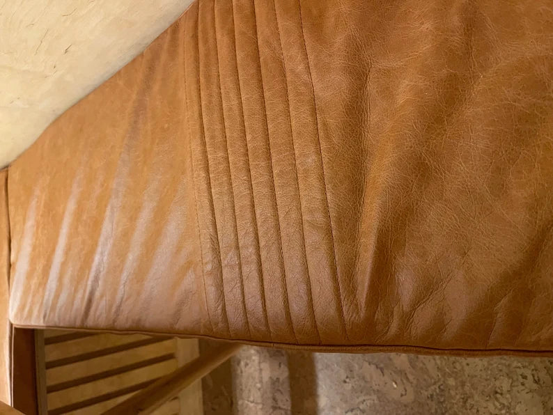 Custom genuine leather replacement cushion cover . window cushion cover, Ideal for benches, mid-century chairs, Leather Bench Cushion