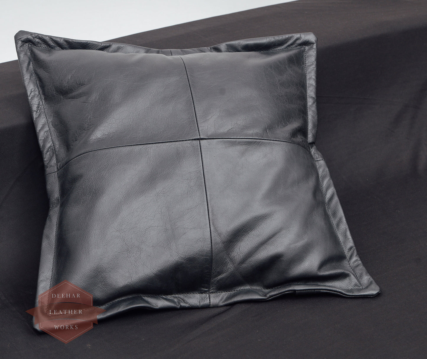 100% Lambskin Leather Pillow Cover - Sofa Cushion Case - Decorative Throw Covers for Living Room & Bedroom - Black Pack of 1